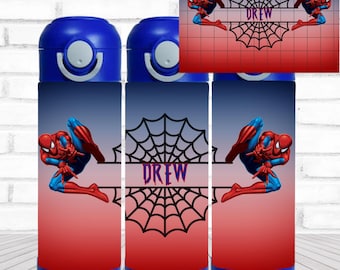 12oz. Custom/Personalized  Spiderman Flip Top Water Bottle