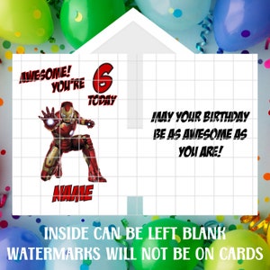 5x7 Personalized IronMan/Avengers Happy Birthday Greeting Card