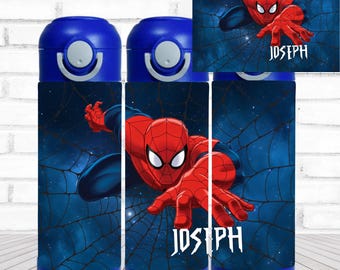 12oz. Custom/Personalized  Spiderman Flip Top Water Bottle