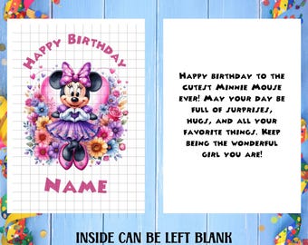 5x7 Minnie Mouse Happy Birthday Greeting Card