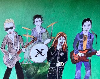 X punk rock los angeles Giclee Print  folk art jill emery free us shipping