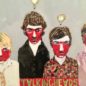 EMERY giclee PRINT &#39;Talking Heads&#39; david byrne jerry harrison tina weymouth chris frantz portrait  folk art  outsider artist