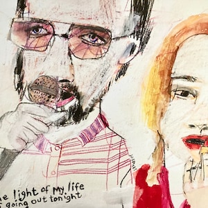 David berman emery archival giclee PRINT signed 'Berman and cassie light of my life is going out tonight' portrait folk art outsider artist