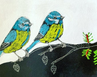 hello birds jill emery folk art birdwatching free us shipping