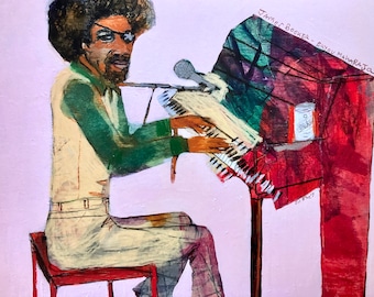 james booker giclee print piano art musician  folk art outsider art jill emery  free us shipping