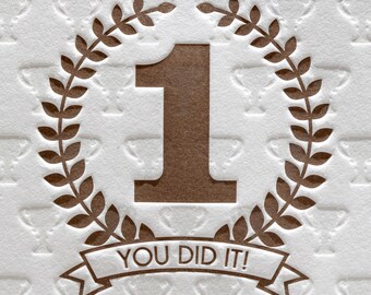 Letterpress Congratulations You Did It in Brown Congratulations Hooray Achievement