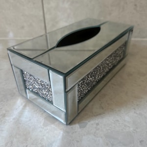 Plata triturado diamante Diamante cristal relleno caja de pañuelos contenedor decoración almacenamiento decoración del hogar regalo nuevo brillo Bling
