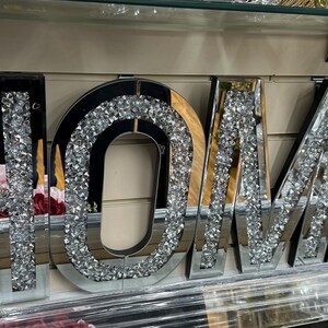 4 Lettere Decorative LOVE In Cristallo Diamantato E Specchio Argento – Per Parete, Camino, Libreria E Tavolo