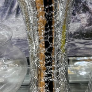 Silver Flower Vase Home Decoration Ornament Glitter encrusted Mirror Crystal Hammered Glass Mosaic Tiles New Gift Sparkle Bling 30cm
