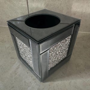 Caja de pañuelos con forma de cubo lleno de cristal y diamante triturado de acero y plata, contenedor decorativo para almacenamiento, regalo para decoración del hogar, nuevo brillo brillante