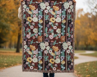 Piano flowers woven tapestry suprise song blanket floral, Throw Tour Wall