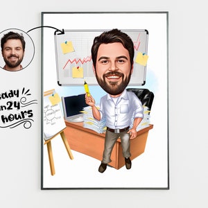 Custom Male Coworker Cartoon Portrait, Coworker Caricature, Gift for Coworker, Coworker Cartoon, Coworker Gift, Caricature from Photo