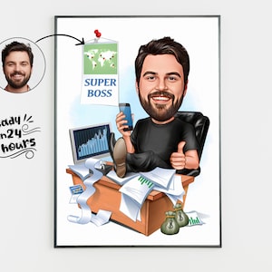 Benutzerdefinierte Boss Karikatur vom Foto, Boss Geschenk für Männer, Boss Cartoon, lustige Boss Karikatur, Boss Karikatur, Geschenk für Boss, Boss Digitales Geschenk