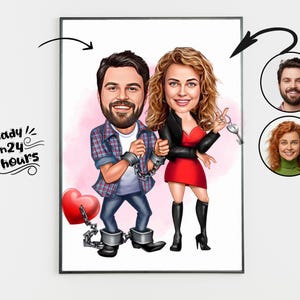 Custom Couple Cartoon Portrait, Couple Portrait, Couple Gift, Couple Caricature, Family Portrait, Custom Caricature, Anniversary Gift