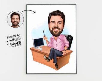 Custom Boss Caricature from Photo, Boss Gift for Men, Boss Cartoon, Funny Boss Caricature, Boss Caricature, Gift for Boss, Boss Digital Gift
