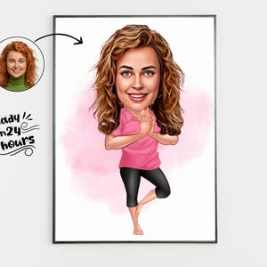 Benutzerdefiniertes Yoga Cartoon Portrait, Yoga Portrait, Yoga Geschenk, Yoga Cartoon, Yoga Karikatur, Karikatur vom Foto, Yoga Lehrer Geschenk, Yoga Day