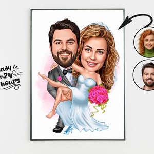 Hochzeitskarikatur für Paar, Hochzeitskarikatur, Geschenk für Paar, Hochzeitskarikatur vom Foto, Hochzeitskarikatur Portrait, Hochzeitsportrait