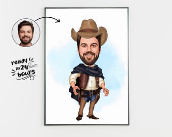 Retrato de sheriff personalizado, caricatura digital personalizada