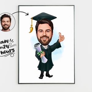 Custom Graduation Cartoon Portrait, Graduation Portrait, Graduation Gift, Graduation Cartoon, Graduation Caricature, Caricature from Photo