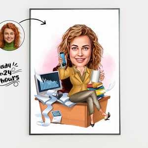 Benutzerdefinierte Boss Cartoon Portrait, Boss Portrait, Geschenke für Boss, Boss Karikatur, Boss Lady Cartoon, lustige Boss Lady Karikatur, Boss Art