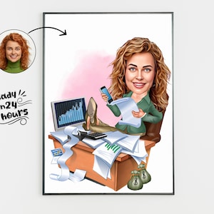 Custom Female Boss Cartoon Portrait, Boss Portrait, Gifts for Boss, Boss Caricature, Boss Lady Cartoon, Funny Boss Lady Caricature, Boss Art
