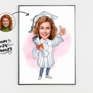 Custom Graduation Cartoon Portrait, Graduation Portrait, Graduation Gift, Graduation Cartoon, Graduation Caricature, Caricature from Photo