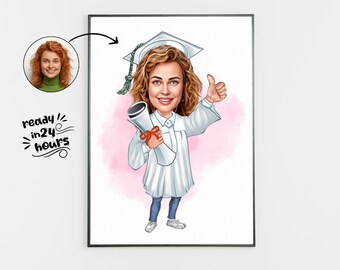 Custom Graduation Cartoon Portrait, Personalized Caricature (Digital File)