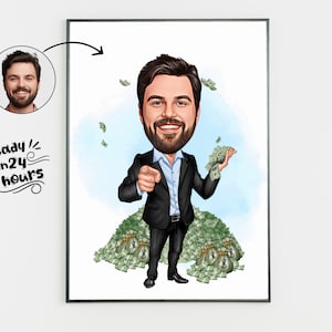 Custom Male Coworker Cartoon Portrait, Coworker Caricature, Gift for Coworker, Coworker Cartoon, Coworker Gift, Caricature from Photo
