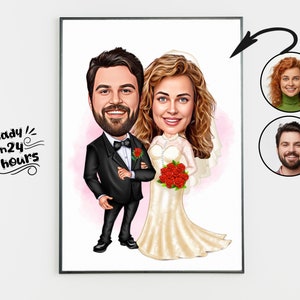 Hochzeitskarikatur für Paar, Hochzeitskarikatur, Geschenk für Paar, Hochzeitskarikatur vom Foto, Hochzeitskarikatur Portrait, Hochzeitsportrait