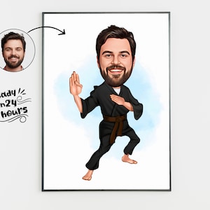 Benutzerdefinierte Karate Cartoon Portrait, Karate Karikatur, Karate Geschenk, Karate Cartoon, Karate Portrait, benutzerdefinierte Karikatur vom Foto, Kampfkunst