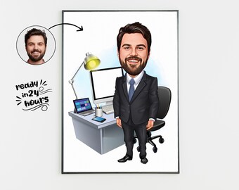 Custom Boss Caricature Gift, Funny Office Portrait (Digital Gift)