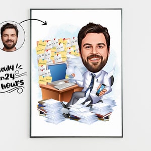 Benutzerdefinierte männliche Mitarbeiter Cartoon Porträt, Mitarbeiter Karikatur, Geschenk für Mitarbeiter, Mitarbeiter Cartoon, Mitarbeiter Geschenk, Karikatur vom Foto