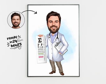 Benutzerdefinierte männliche Doktor Cartoon Portrait, personalisierte Karikatur (digitale Datei)