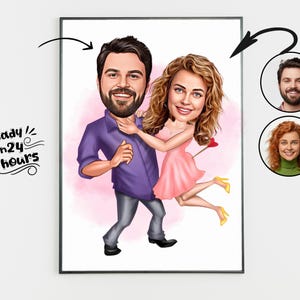 カスタムカップル漫画肖像画、カップル肖像画、カップルギフト、カップル似顔絵、家族肖像画、カスタム似顔絵、記念日ギフト