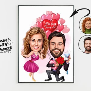 Custom Couple Cartoon Portrait, Couple Portrait, Couple Gift, Couple Caricature, Family Portrait, Custom Caricature, Anniversary Gift