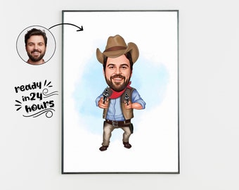 Retrato de caricatura de sheriff personalizado, regalo divertido (descarga digital)