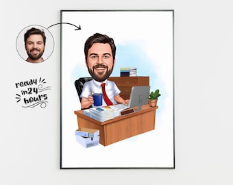 Custom Boss Caricature, Funny Office Gift (Digital Gift)
