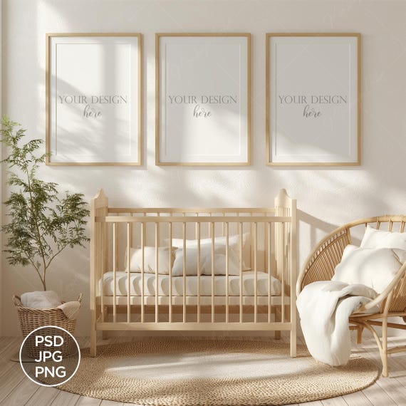 2x3 Triple Frame Nursery Mockup 3 Frames In Boho Style Interior Kids Room