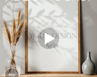 Animated Wooden Frame Video Mockup, DIN A, PSD, MP4 (Digital Download)