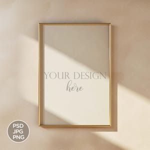 Gold DIN A Frame Mockup: Vertical Print Art Display (Digital Download)