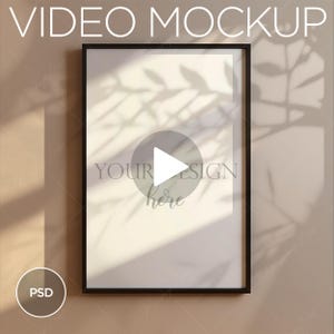 2x3 Video Mockup Black Frame Mockup For Framed Print Animated Mockup PSD MP4 Listing Video To Display Your Art