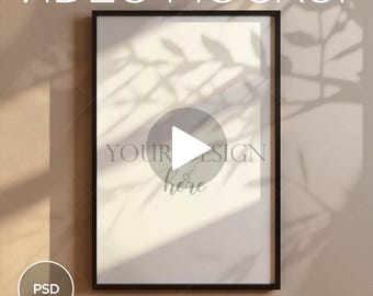 Maquette vidéo 2x3 avec cadre noir : affichage artistique animé (PSD, MP4)