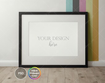 A4 Black Frame Mockup: Changeable Wallpaper (PSD)