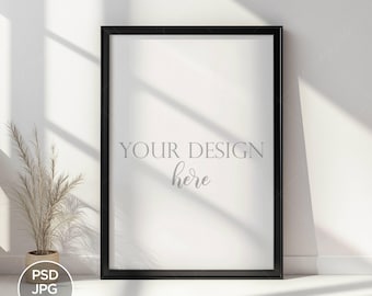 Black Frame Mockup: A4 Modern Art Display (PSD, JPG, PNG)