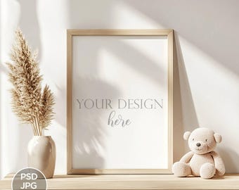 5x7 Nursery Frame Mockup: Wall Art Display (PSD, JPG, PNG)