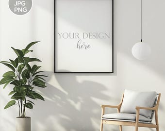 Modern Black Frame Mockup: 11x14 Vertical Art Display (PSD, PNG, JPG)