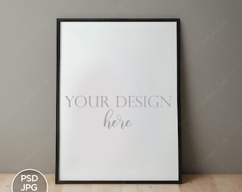 Black Frame Mockup: Modern A4 Art Display (PNG JPG PSD)