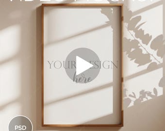 2x3 Wood Frame Video Mockup: Animated Art Display (PSD, MP4)