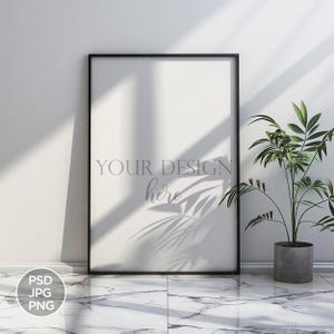 2x3 Black Frame Mockup / Modern Digital Mockup psd png jpg / Minimalist Framed Art Display / Simple Vertical Frame Template