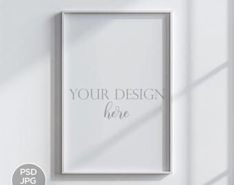 Modern White Frame Mockup: 2x3 Minimalist Art Display (Digital Download)